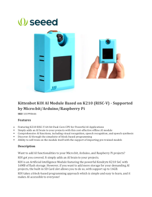 基于 K210 (RISC-V) 的 Kittenbot KOI AI 模块